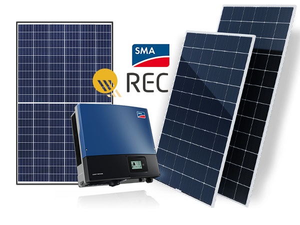 one sma inverter and two rec solar panels installed by IE Solar